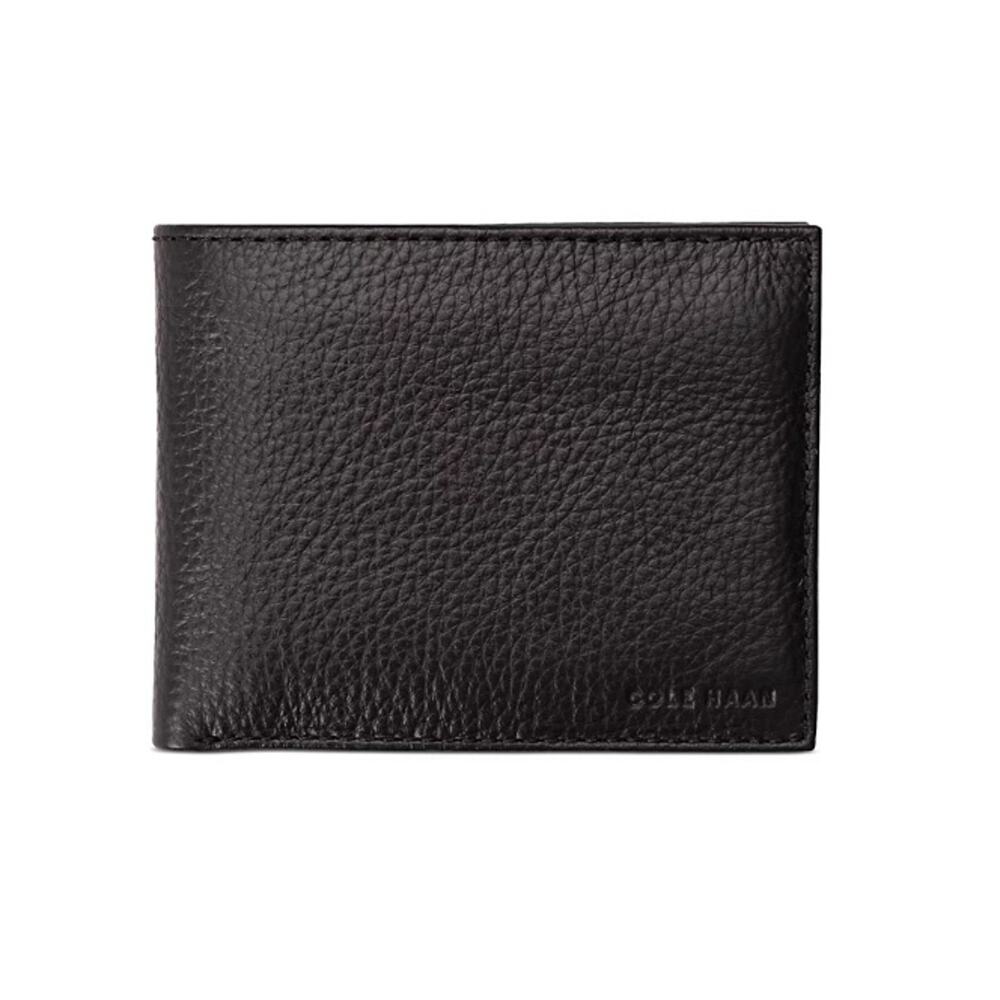 Fathers day! Cole Haan Brown Pebbled Leather Classic Bi-Fold Wallet Minimalist